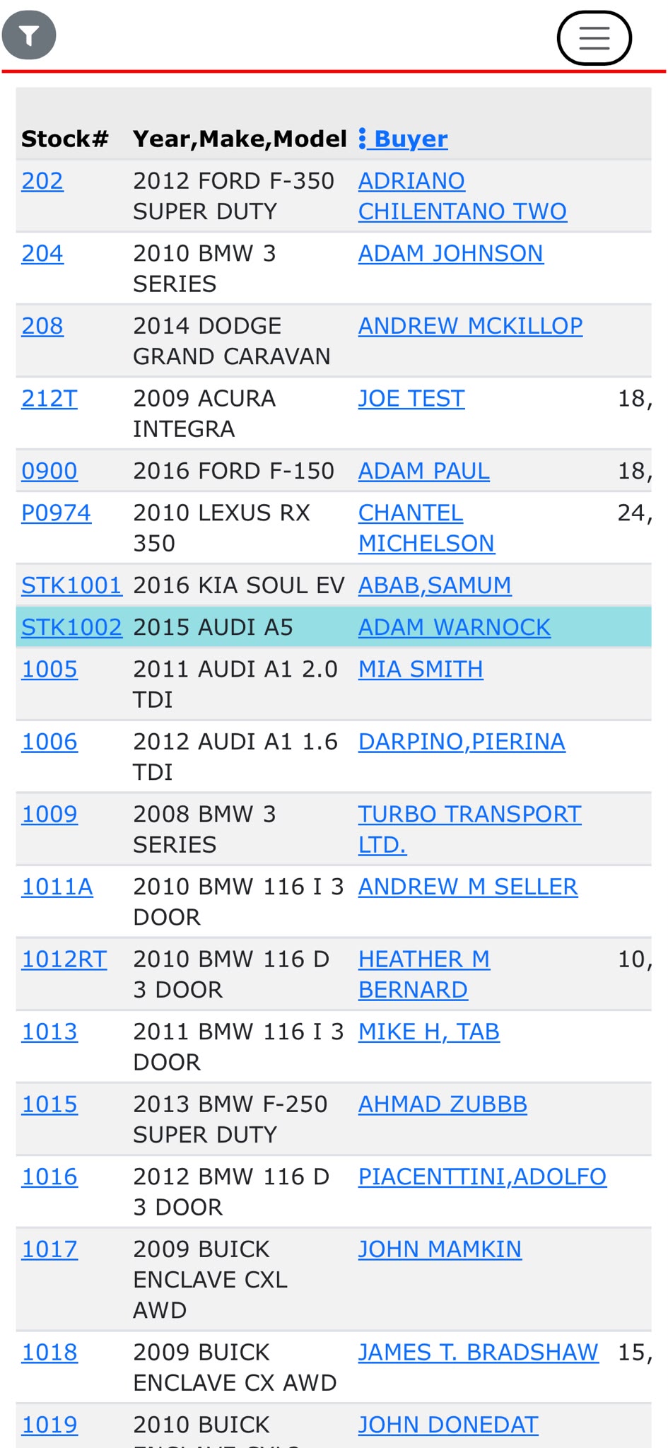 CAMS Mobile Inventory List