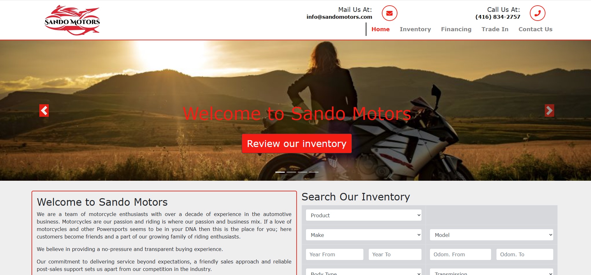 Sando Motors Website